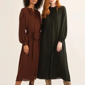 Modern Citizen Shirt Dress Hunter Green Size M Self Tie Belt